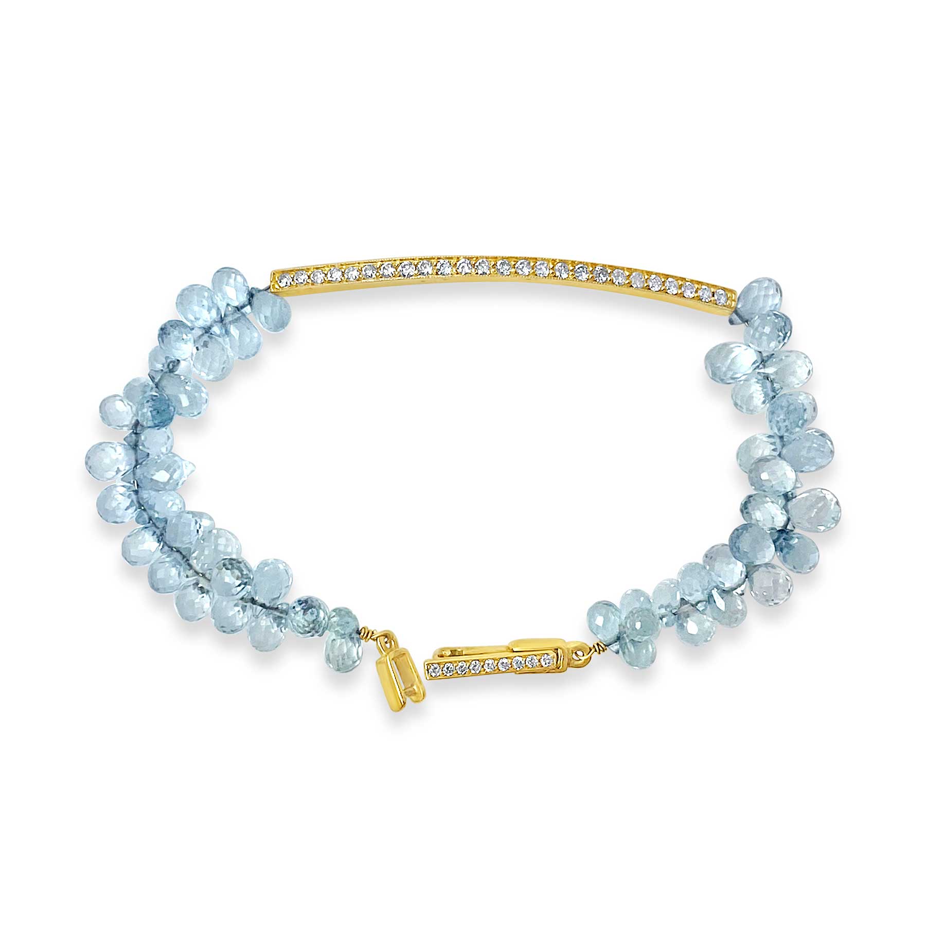 Oval Aquamarine & Diamond Infinity Bracelet 14k White Gold 4.53ct - CM137