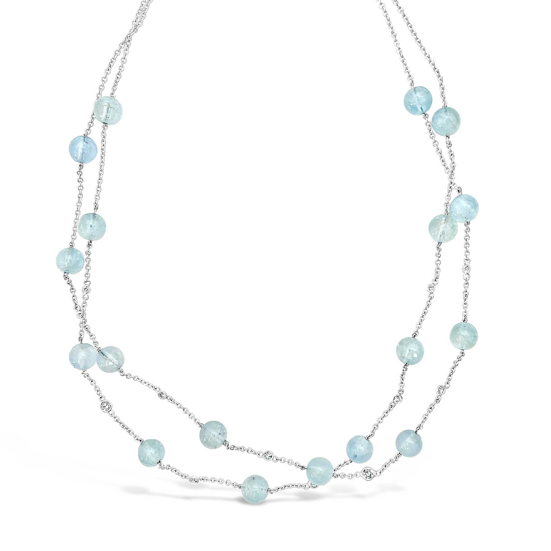 Long Aquamarine Station Necklace 42-inch Versatile Gemstone - Etsy | Beaded pendant  necklace, Short beaded necklace, Station necklace