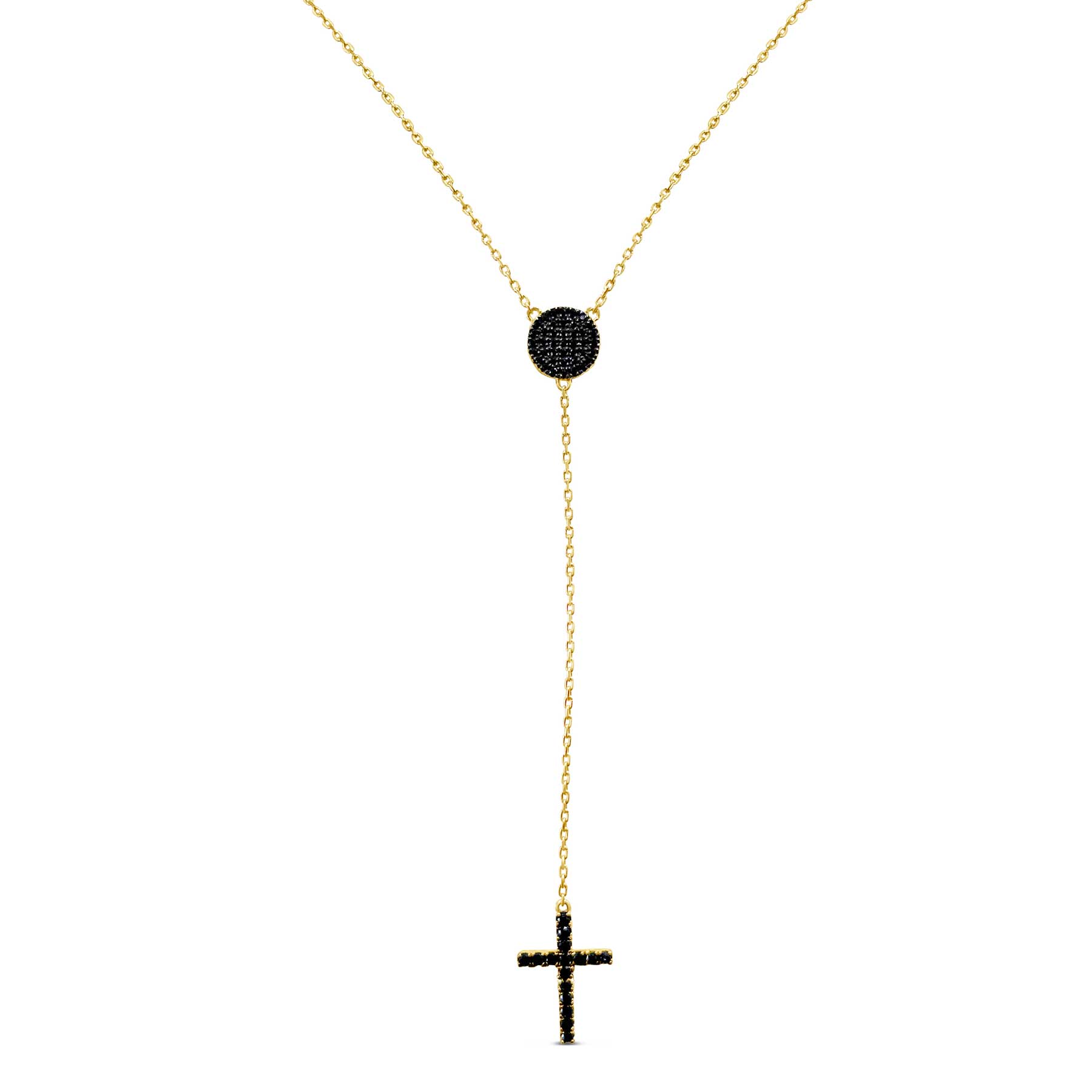 Gold & Black Crystal Cross Necklace | Classy Women Collection