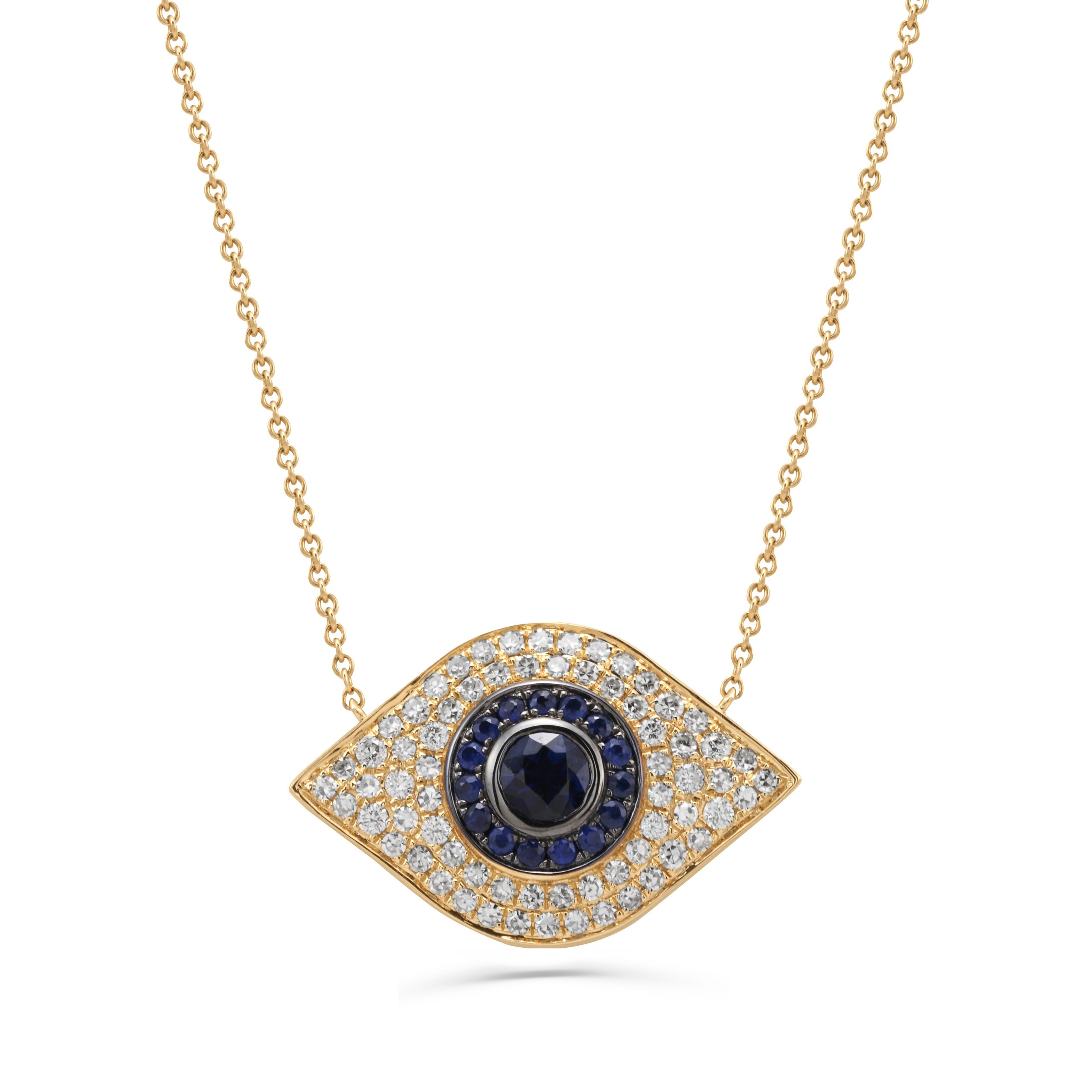 Sapphire and Diamond Evil Eye Pendant
